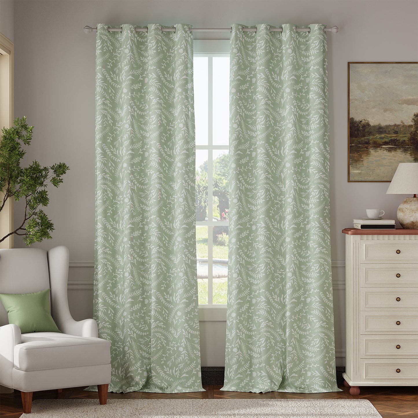 Curtainking 100% Blackout Curtains Grommet Thermal Insulated Curtains for Living Room Printed Short Curtains 2 Panels Set