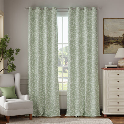 Curtainking 100% Blackout Curtains Grommet Thermal Insulated Curtains for Living Room Printed Short Curtains 2 Panels Set