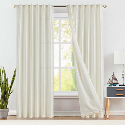 Curtainking Living Room Curtains Faux Silk Dupioni Curtains Light Filtering Curtains Rod Pocket Set 2 Panels