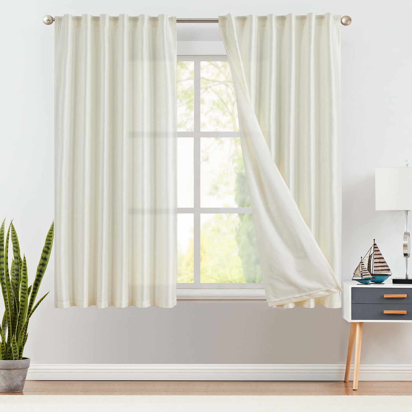 Curtainking Living Room Curtains Faux Silk Dupioni Curtains Light Filtering Curtains Rod Pocket Set 2 Panels