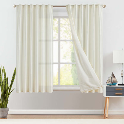Curtainking Living Room Curtains Faux Silk Dupioni Curtains Light Filtering Curtains Rod Pocket Set 2 Panels