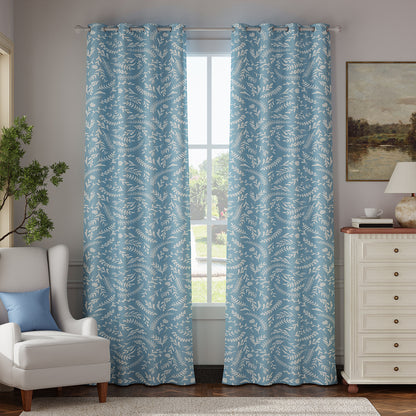 Curtainking 100% Blackout Curtains Grommet Thermal Insulated Curtains for Living Room Printed Short Curtains 2 Panels Set