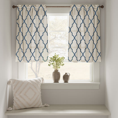 Curtainking Kitchen Curtains Moroccan Tile Print Tier Curtains Farmhouse Cafe Curtains for Bathroom 2 Panels