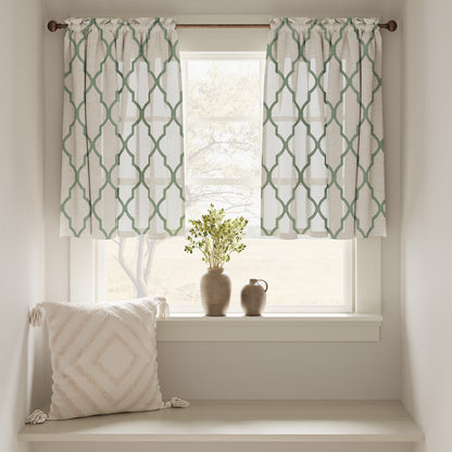 Curtainking Kitchen Curtains Moroccan Tile Print Tier Curtains Farmhouse Cafe Curtains for Bathroom 2 Panels