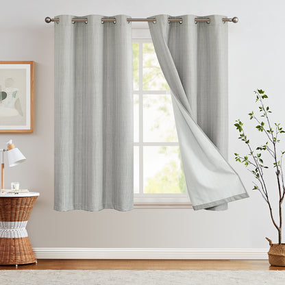 Curtainking Blackout Curtains Linen Textured Drapes for Bedroom Grommet 2 Panels