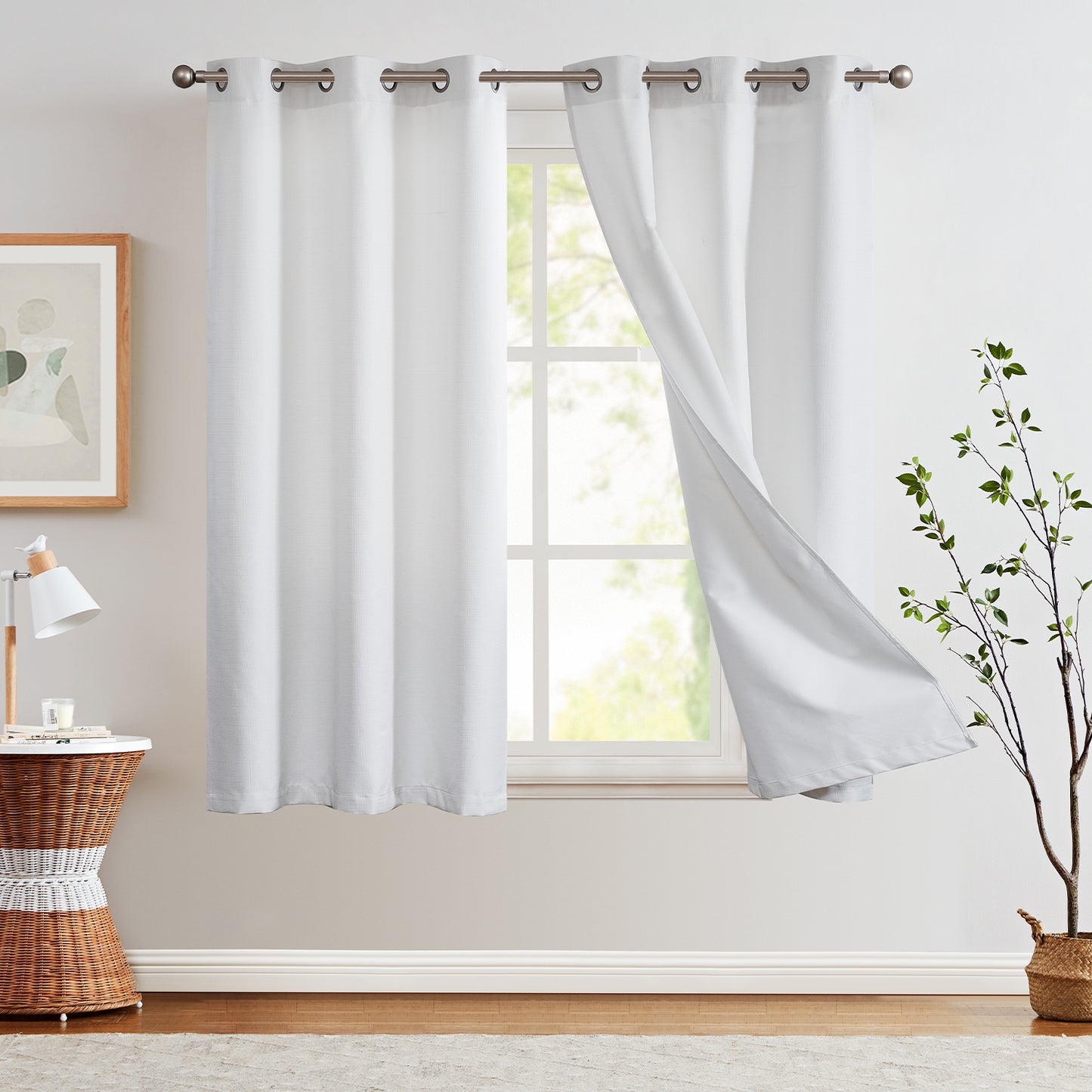 Curtainking Blackout Curtains Linen Textured Drapes for Bedroom Grommet 2 Panels