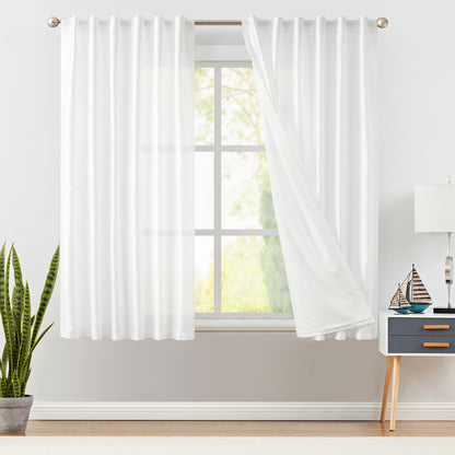 Curtainking Living Room Curtains Faux Silk Dupioni Curtains Light Filtering Curtains Rod Pocket Set 2 Panels