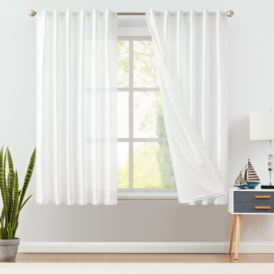 Curtainking Living Room Curtains Faux Silk Dupioni Curtains Light Filtering Curtains Rod Pocket Set 2 Panels