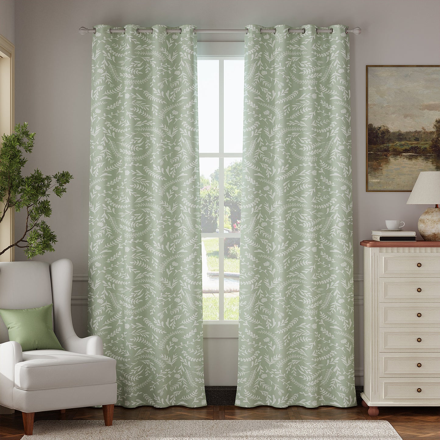 Curtainking 100% Blackout Curtains Grommet Thermal Insulated Curtains for Living Room Printed Short Curtains 2 Panels Set