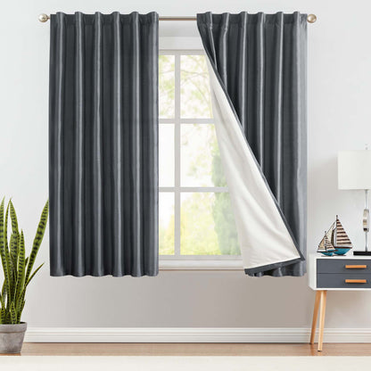 Curtainking Living Room Curtains Faux Silk Dupioni Curtains Light Filtering Curtains Rod Pocket Set 2 Panels