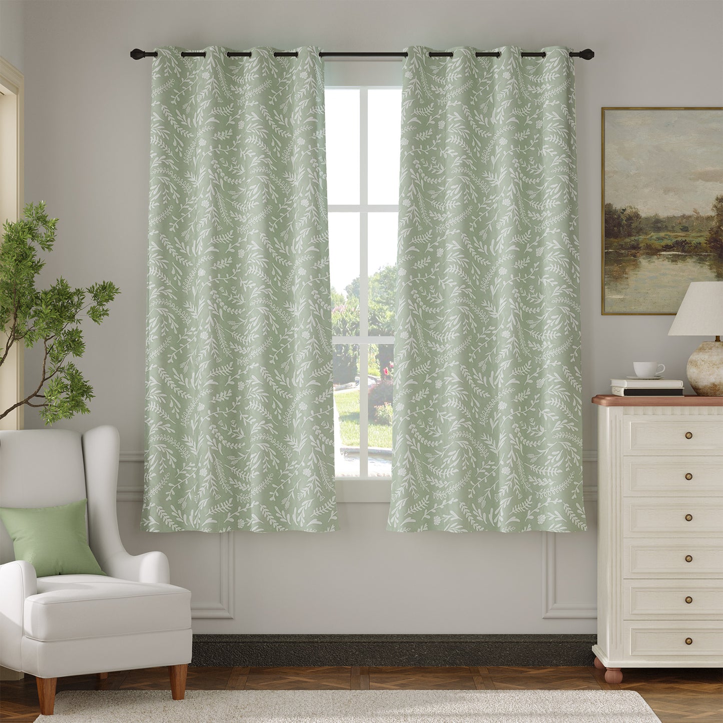 Curtainking 100% Blackout Curtains Grommet Thermal Insulated Curtains for Living Room Printed Short Curtains 2 Panels Set