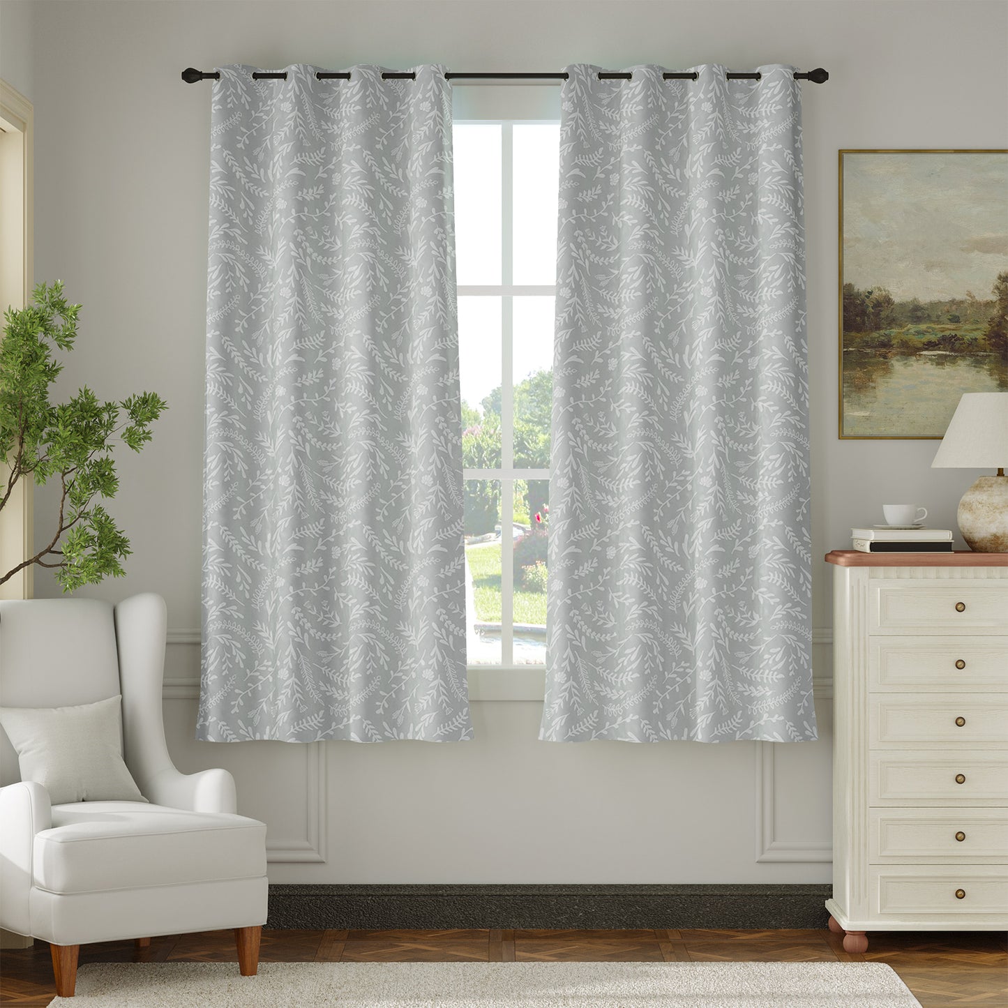 Curtainking 100% Blackout Curtains Grommet Thermal Insulated Curtains for Living Room Printed Short Curtains 2 Panels Set
