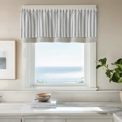 Curtainking Rod Pocket Linen Valance Curtain Double Layer Valance for Kitchen 1 Panel