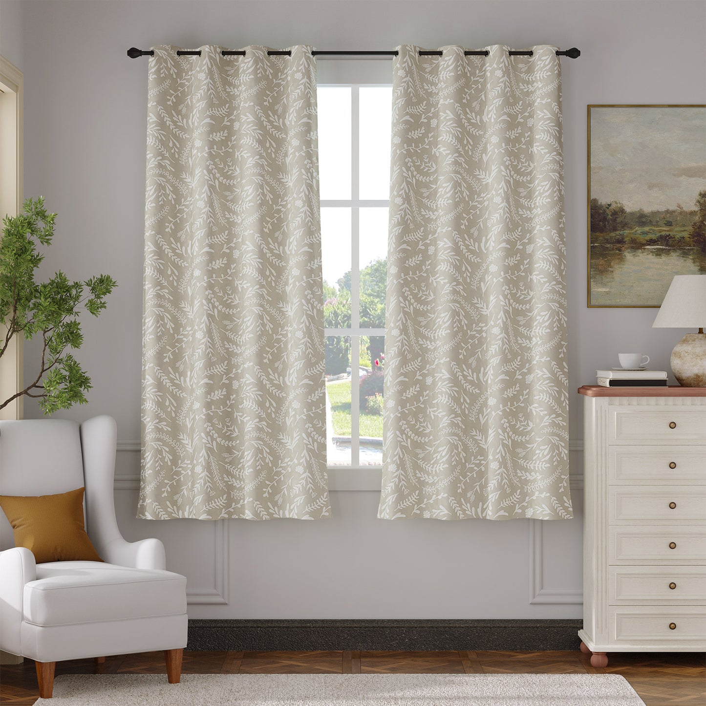 Curtainking 100% Blackout Curtains Grommet Thermal Insulated Curtains for Living Room Printed Short Curtains 2 Panels Set
