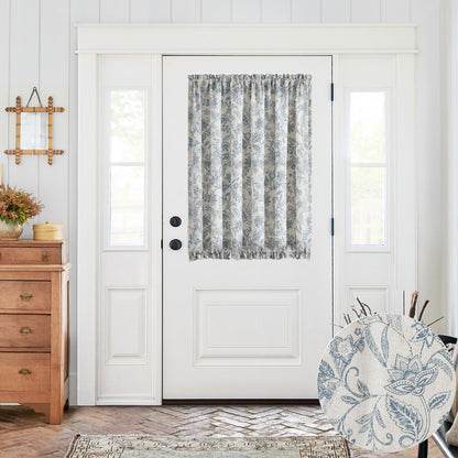 CURTAINKING French Door Curtains Panel Farmhouse Linen Rod Pocket Curtains for Door Window Floral Printed, 1 Tieback Included