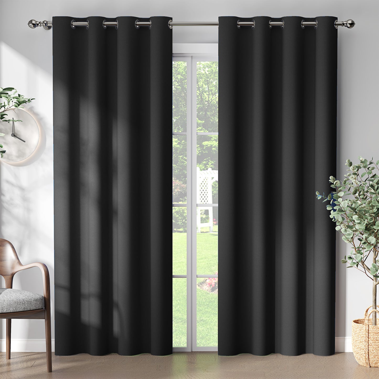 Curtainking Black out Curtain and Drapes Thermal Insulated Grommet Curtains for Living Room 2 Panels