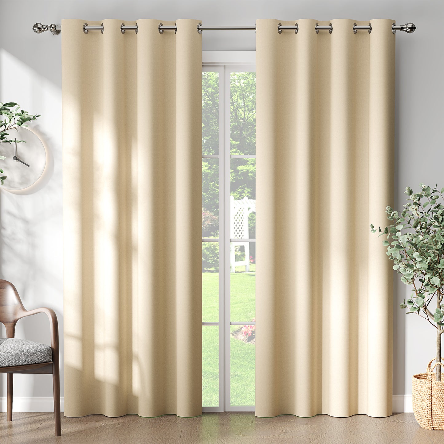 Curtainking Black out Curtain and Drapes Thermal Insulated Grommet Curtains for Living Room 2 Panels