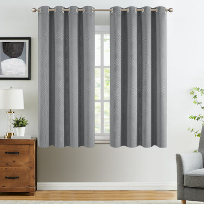 Curtainking Living Room Curtains Embossed Textured Fingerprint Pattern Room Darkening Curtains for Bedroom 2 Panels