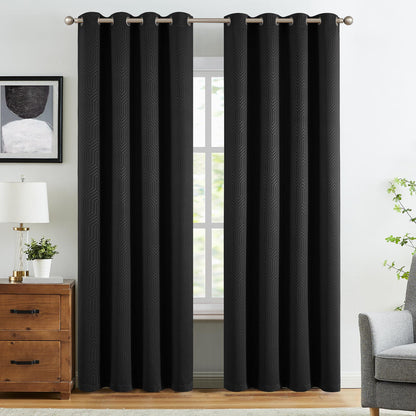 Curtainking Living Room Curtains Embossed Textured Fingerprint Pattern Room Darkening Curtains for Bedroom 2 Panels