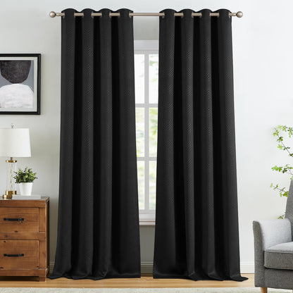 Curtainking Living Room Curtains Embossed Textured Fingerprint Pattern Room Darkening Curtains for Bedroom 2 Panels