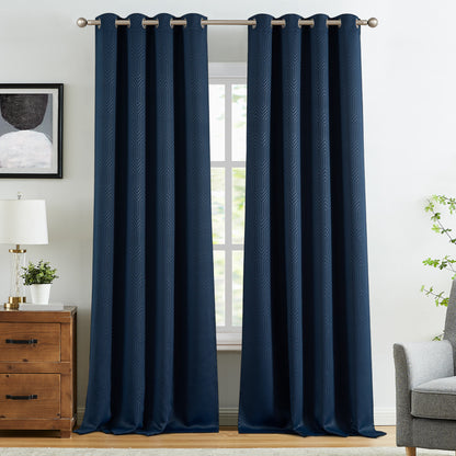 Curtainking Living Room Curtains Embossed Textured Fingerprint Pattern Room Darkening Curtains for Bedroom 2 Panels