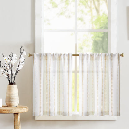 Curtainking Cafe Curtains Small Window Curtains Light Filtering Curtains 2 Panels of Boho Striped Kitchen Curtains for Half Windows