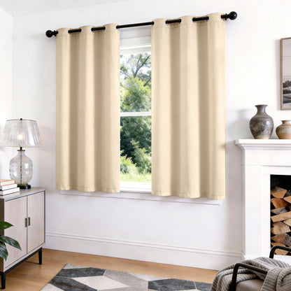 TOPICK Blackout Curtains Solid Grommet Drapes for Kitchen Bedroom Living Room 2 Panels