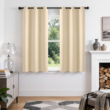 TOPICK Blackout Curtains Solid Grommet Drapes for Kitchen Bedroom Living Room 2 Panels