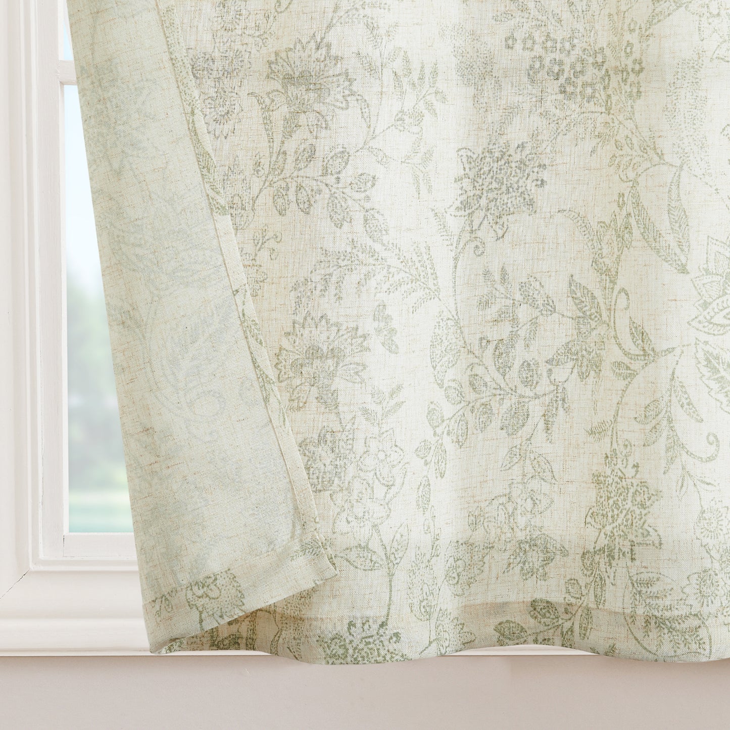 Curtainking Linen Kitchen Curtains Farmhouse Floral Print Rod Pocket Curtains Cafe Curtains Small Window Curtains 2 Panels