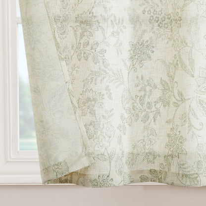 Curtainking Linen Kitchen Curtains Farmhouse Floral Print Rod Pocket Curtains Cafe Curtains Small Window Curtains 2 Panels