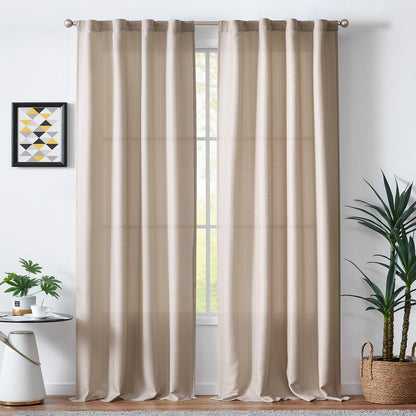 Curtainking Linen Textured Curtains Bedroom Living Room Window Curtain Set Light Filtering Drapes Grommet Top 2 Panels