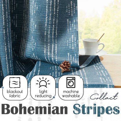 Curtainking Blackout Curtains for Livingroom Bedroom Farmhouse Boho Curtains Geometric Striped Grommet Room Darkening Thermal Insulated Window Drapes 2 Panels