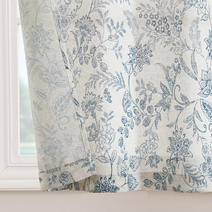Curtainking Linen Kitchen Curtains Farmhouse Floral Print Rod Pocket Curtains Cafe Curtains Small Window Curtains 2 Panels