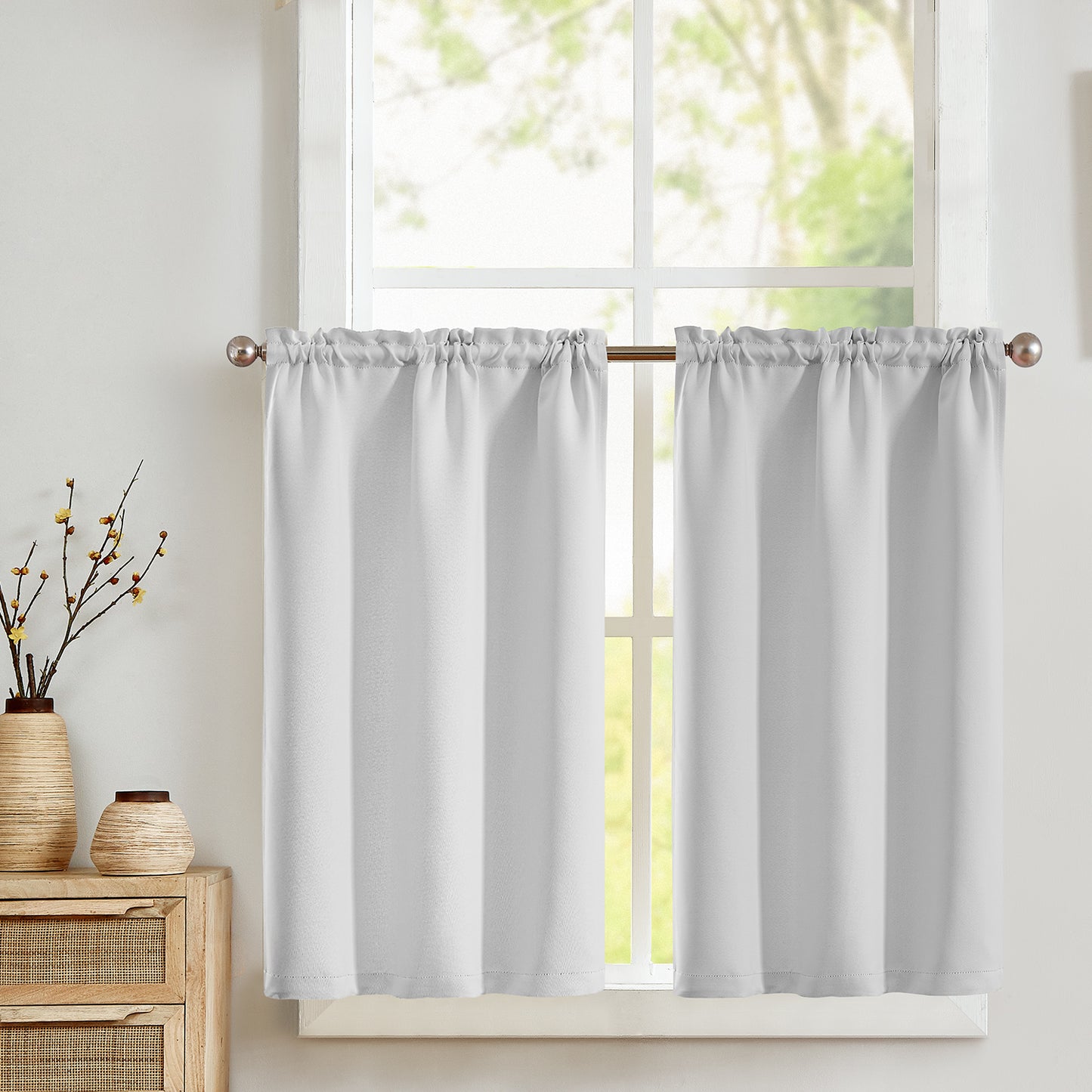 Curtainking Blackout Kitchen Curtains Soft Rod Pocket Short Window Curtains for Kitchen