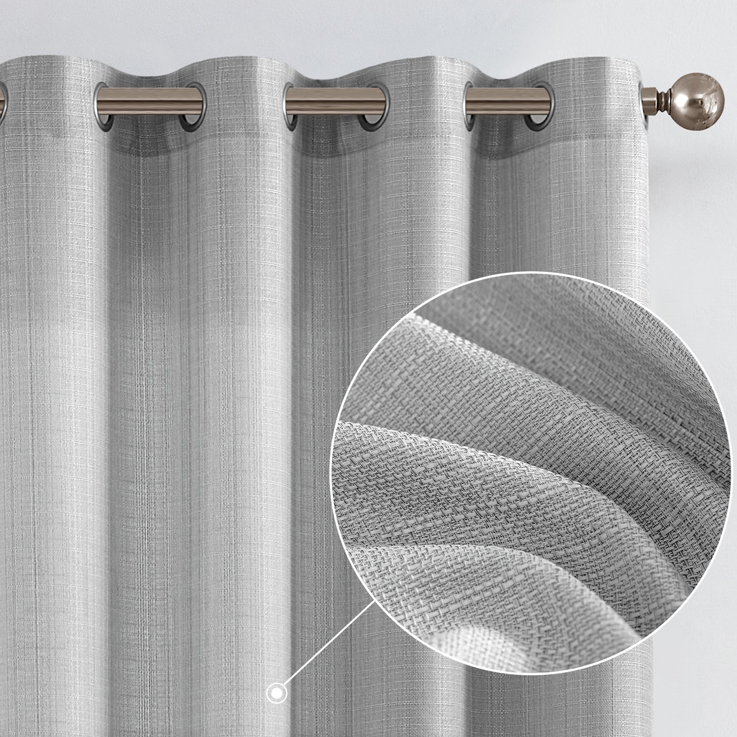 2 Pack Linen Textured Curtains Bedroom Living Room Window Curtain Set Light Filtering Drapes Grommet Top 2 Panels