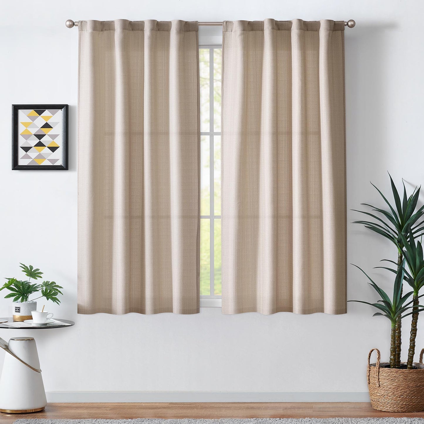 Curtainking Linen Textured Curtains Bedroom Living Room Window Curtain Set Light Filtering Drapes Grommet Top 2 Panels