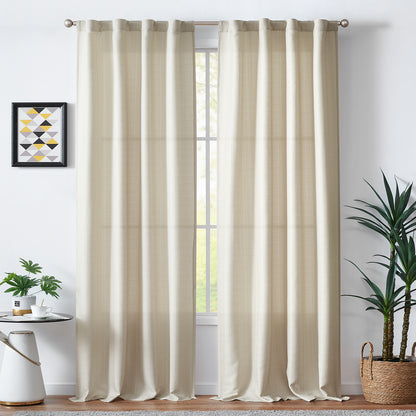 Curtainking Linen Textured Curtains Bedroom Living Room Window Curtain Set Light Filtering Drapes Grommet Top 2 Panels