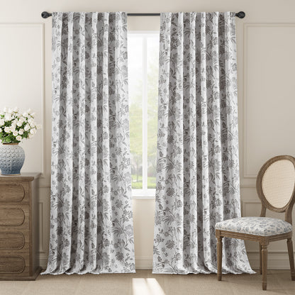 Curtainking Luxury Look Farmhouse Floral Print Rod Pocket Blackout Curtains 2 Panels