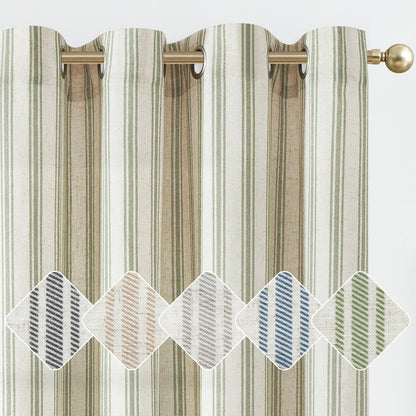 Curtainking Striped Curtains Linen Farmhouse Living Room Curtains Ticking Stripe Curtains Rustic Pinstripe Curtains Grommet 2 Panels