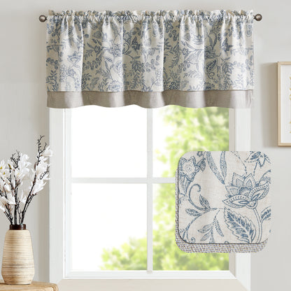 Curtainking Rod Pocket Linen Valance Curtain Double Layer Valance for Kitchen 1 Panel