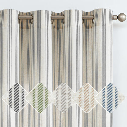 Curtainking Striped Curtains Linen Farmhouse Living Room Curtains Ticking Stripe Curtains Rustic Pinstripe Curtains Grommet 2 Panels