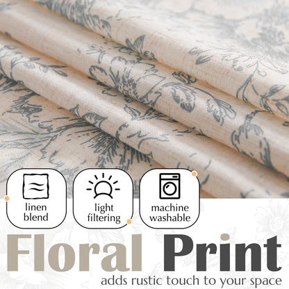 Curtainking Rod Pocket Linen Valance Curtain Double Layer Valance for Kitchen 1 Panel