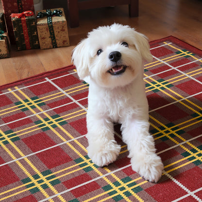 RUGKING Plaid Christmas Rug for Entryway Kitchen Holiday Rug for Porch Bathroom Christmas Classic Tartan Printed Winter Xmas Decor Washable Doormat for Bedroom Non Slip