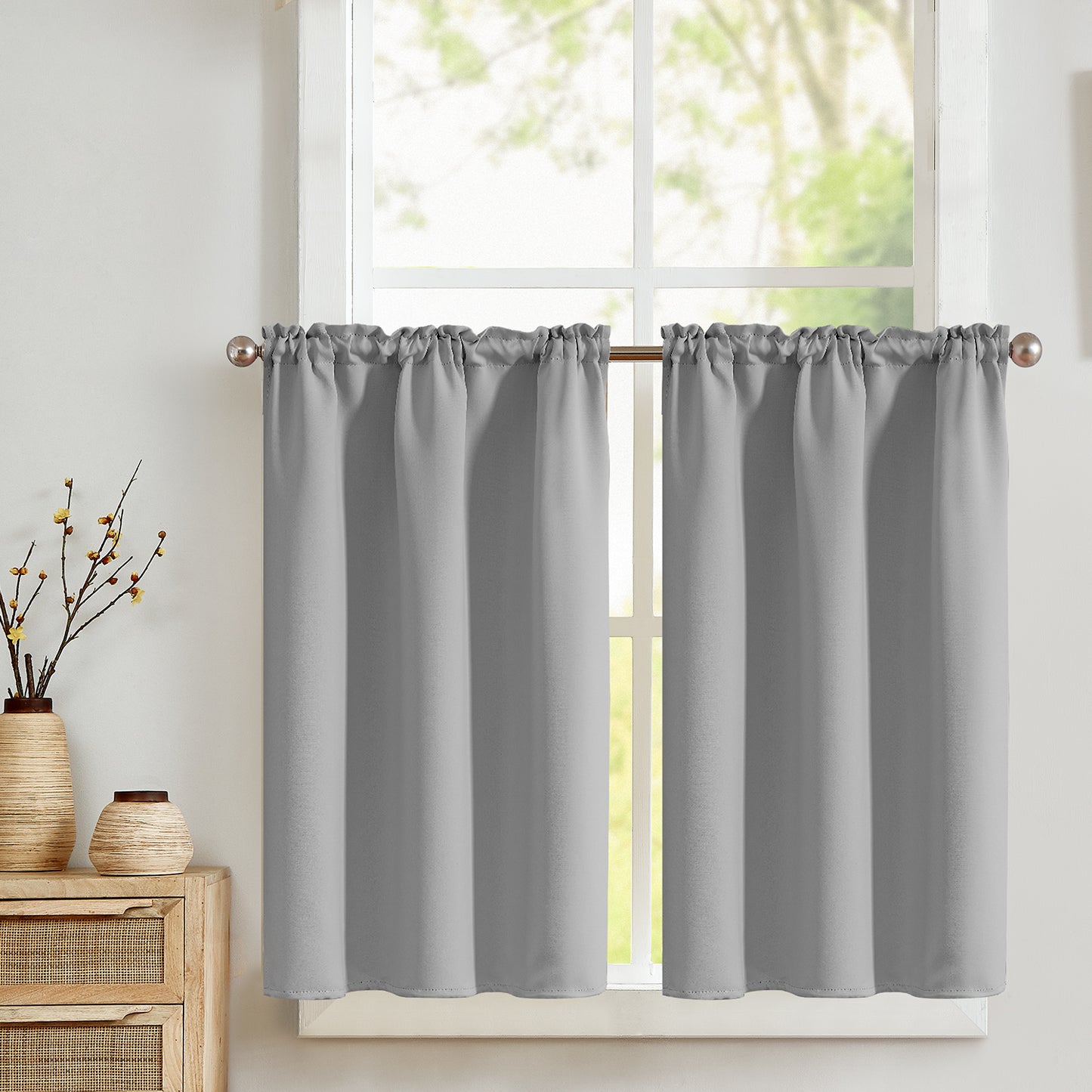 Curtainking Blackout Kitchen Curtains Soft Rod Pocket Short Window Curtains for Kitchen