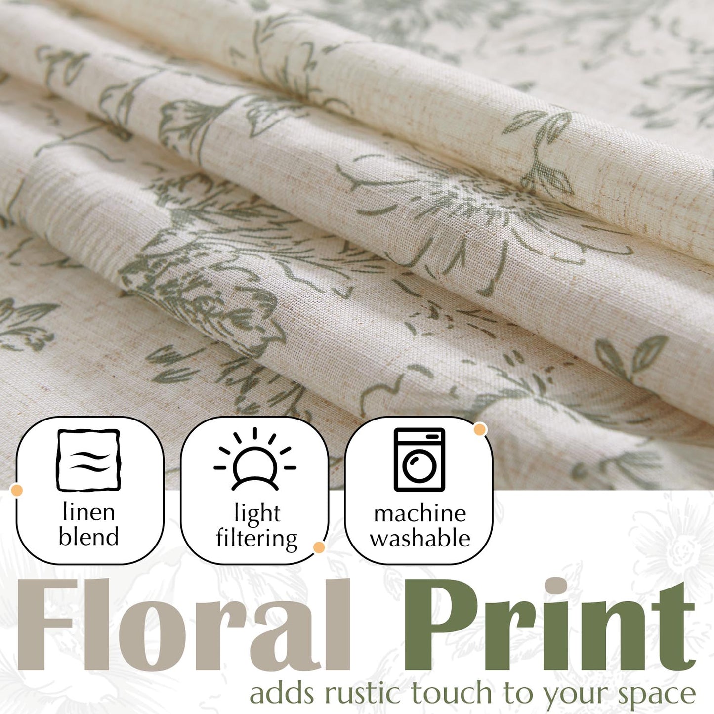 Curtainking Rod Pocket Linen Valance Curtain Double Layer Valance for Kitchen 1 Panel