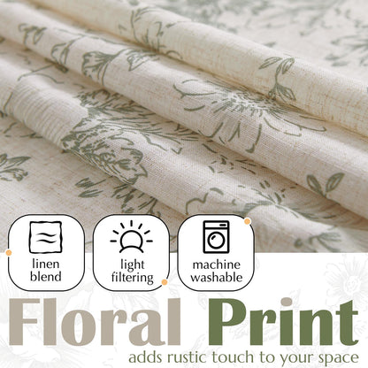 Curtainking Rod Pocket Linen Valance Curtain Double Layer Valance for Kitchen 1 Panel