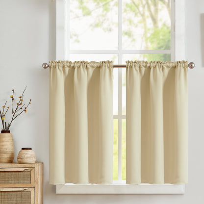 Curtainking Blackout Kitchen Curtains Soft Rod Pocket Short Window Curtains for Kitchen