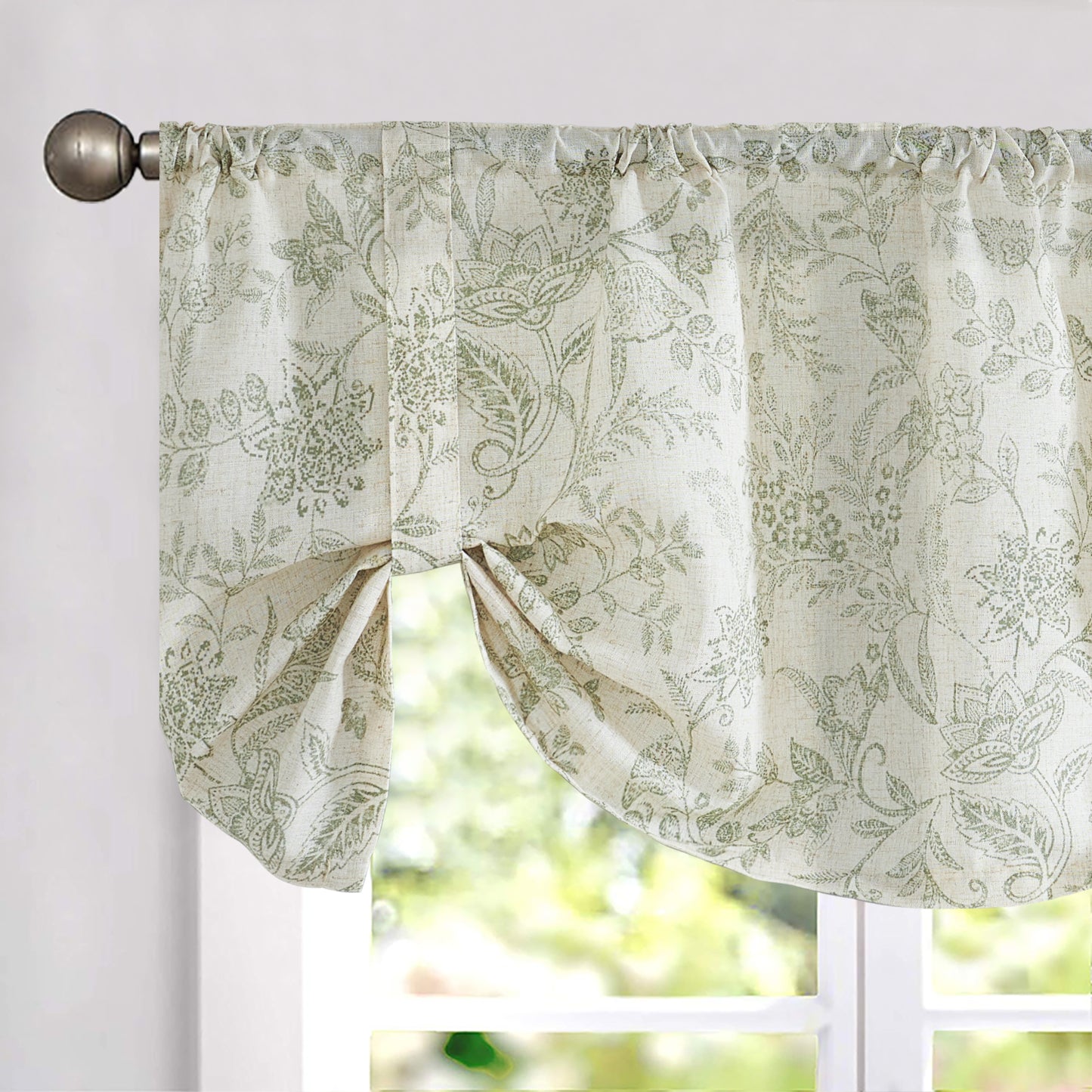 Curtainking Rod Pocket Valance Farmhouse Floral Printed Valance for Kitchen Filtering Small Curtain 1 Panel