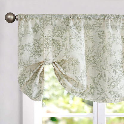 Curtainking Rod Pocket Valance Farmhouse Floral Printed Valance for Kitchen Filtering Small Curtain 1 Panel