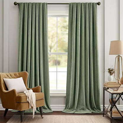 Curtainking Velvet Blackout Curtains Christmas Curtains Thermal Insulated Soft Drapes for Bedroom Living Room Rod Pocket Window Curtains 2 Panels